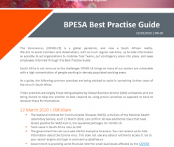 COVID-19: BPESA BEST PRACTICE GUIDE 22 MARCH 2020